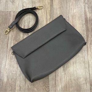 Korean Saffiano Leather Gray Envelope Clutch/Crossbody